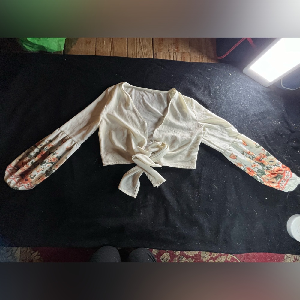 flower tie front long sleeve